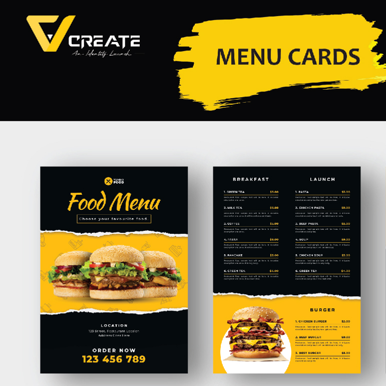 Custom menu card designers Coimbatore